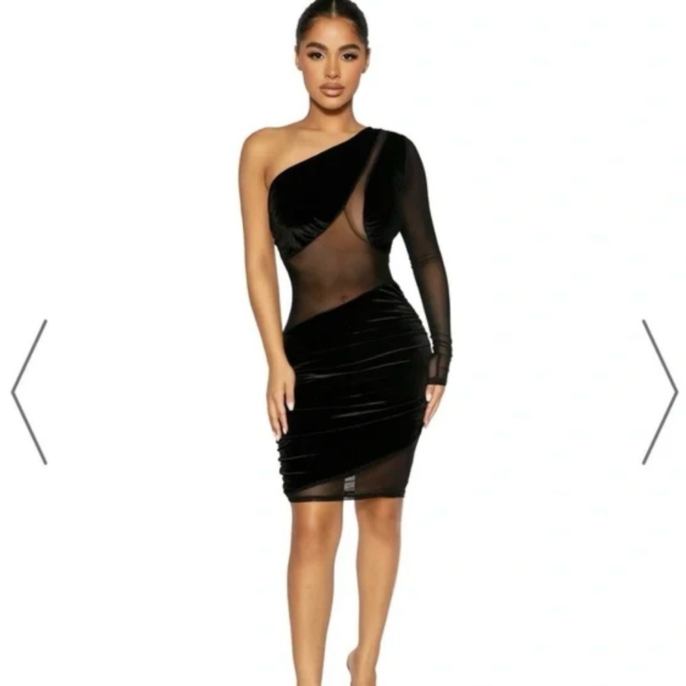 Naked Wardrobe Elegant Black One-Shoulder Dress